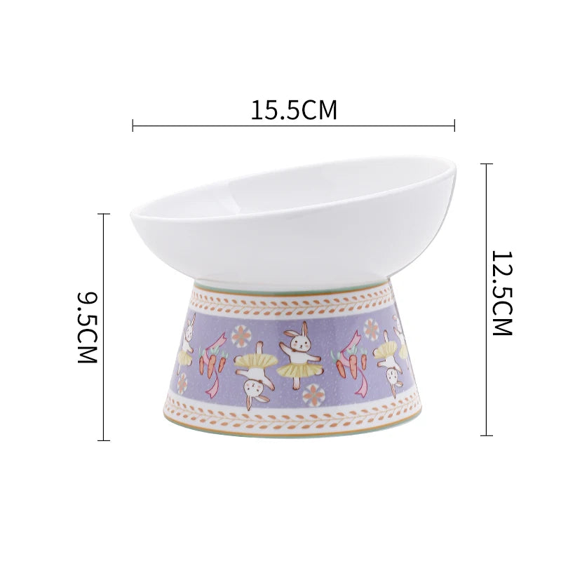 Hand-painted ceramic cat bowl, view 3 - MRSLM