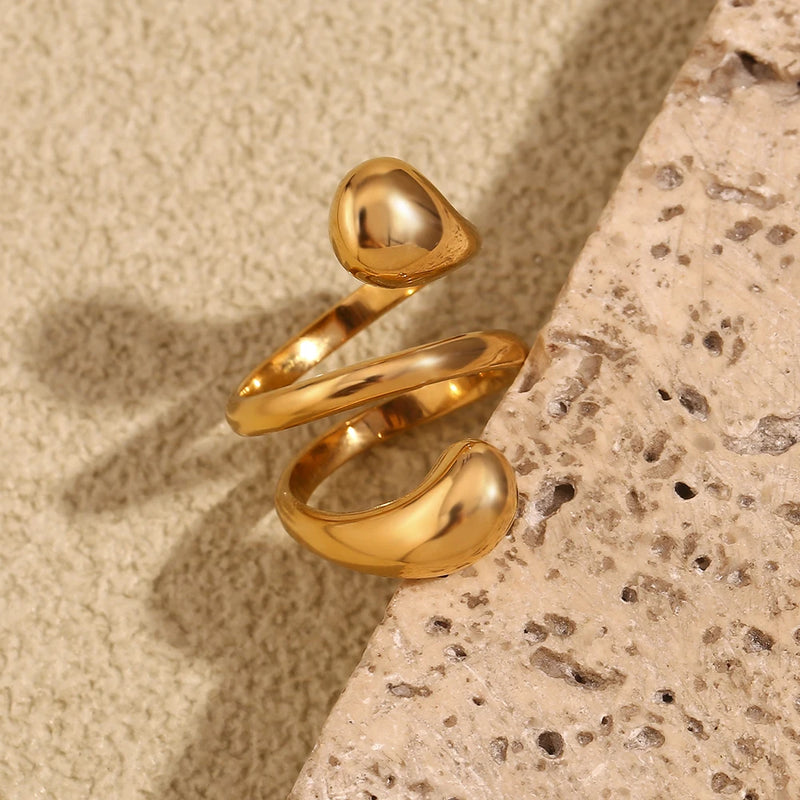 Doppellagiger Spiralring in Schlangenform, 18 Karat vergoldet