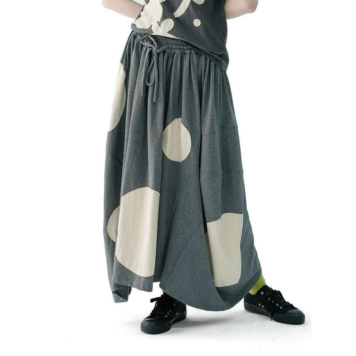 Summer Polka Dot Grey Knit Skirt