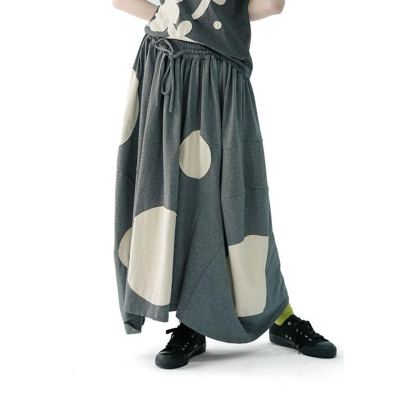 summer polka dot grey knit skirt, view 2 - MRSLM
