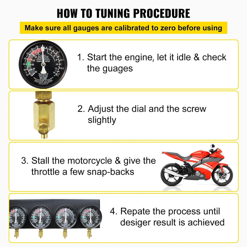 fuel vacuum carburetor sync and diagnostic gauge set, view 7 - MRSLM