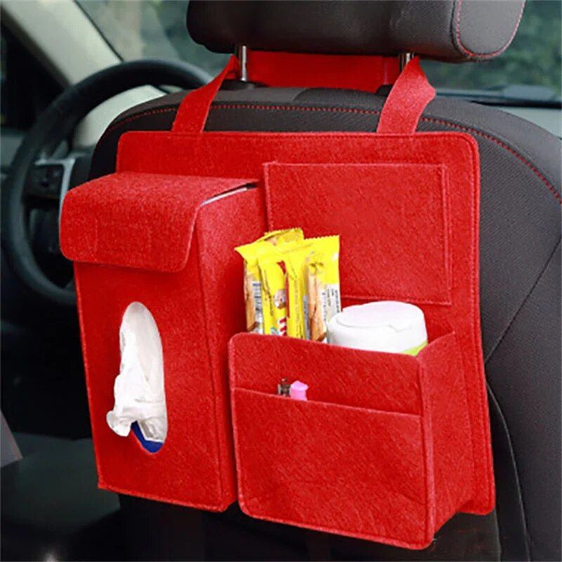multi-function felt car seat back organizer, view 3 - MRSLM