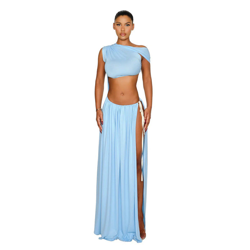 sleeveless cropped lace-up dress, view 10 - MRSLM