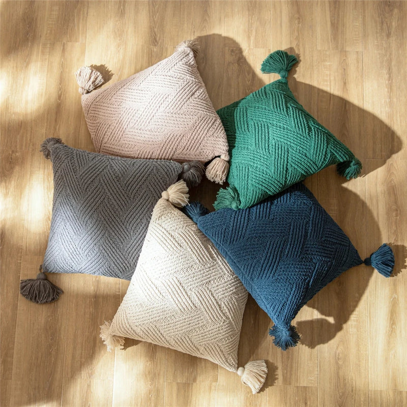 chenille handmade tassel pillow cover, view 8 - MRSLM