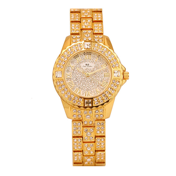 Reloj De Pulsera Para Mujer Oro Lujo De Cristal Relojes Con Diamantes Relojes