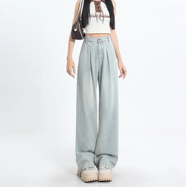 Vintage-Jeans mit hohem Bund und geradem Schnitt für Damen