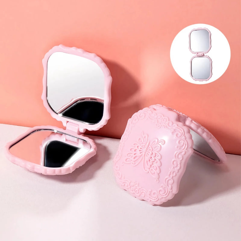 Vintage Butterfly Folding Makeup Mirror - Compact & Cute
