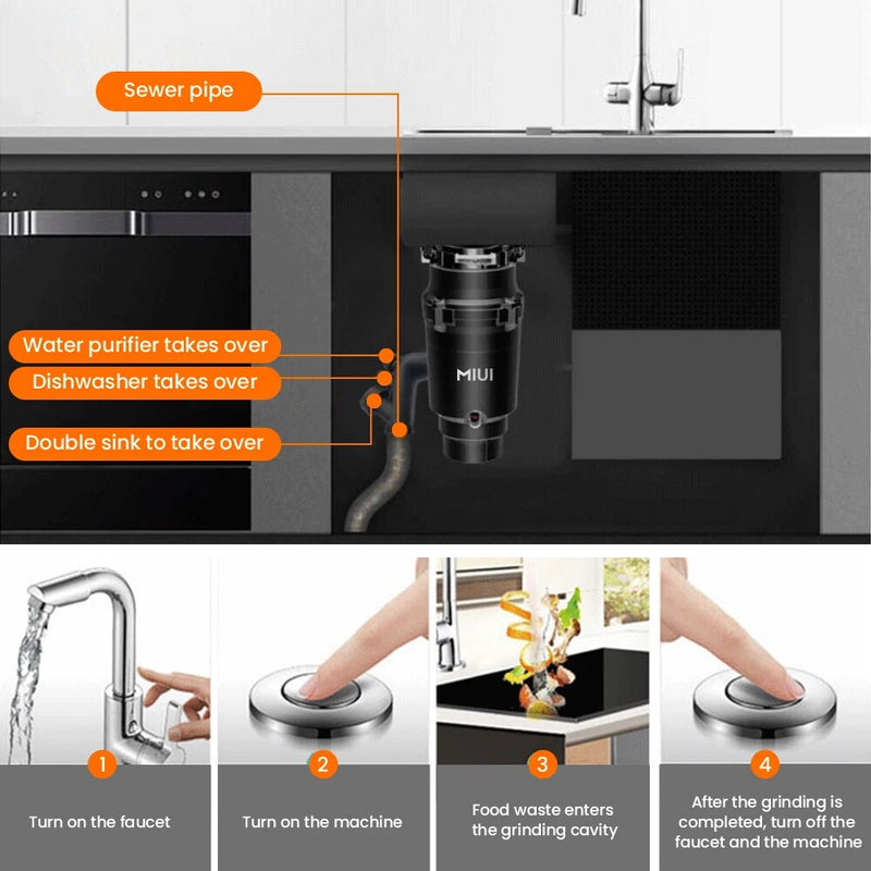 Quiet Power 1/2 HP Continuous Feed Garbage Disposal with Stainless Steel Grind System