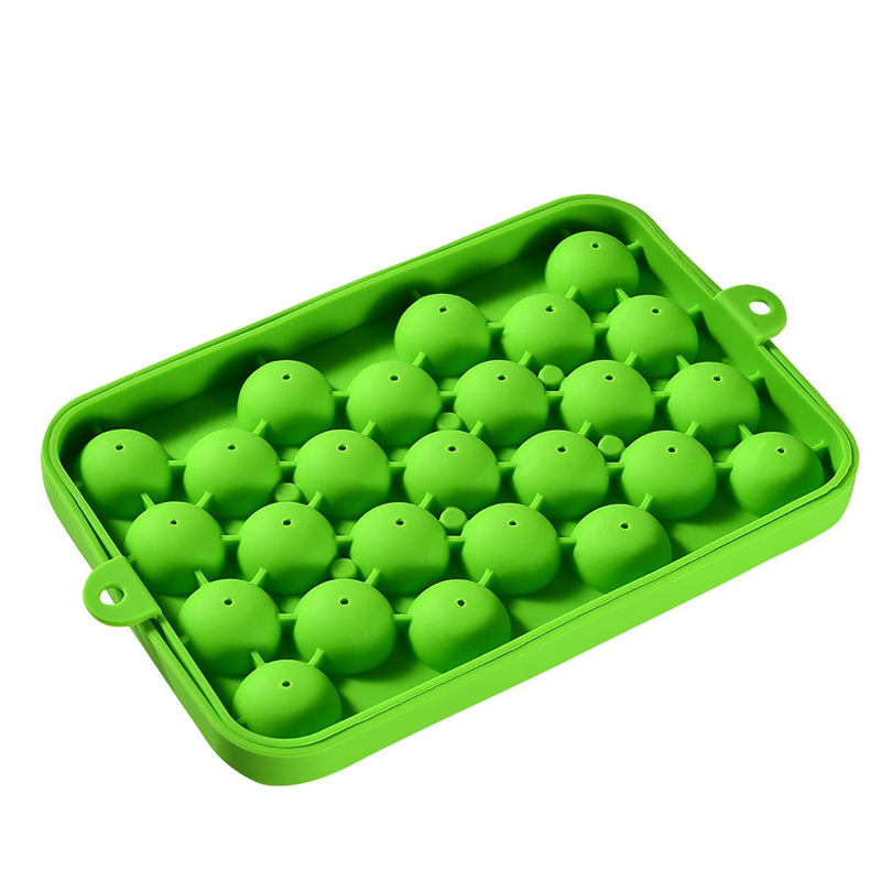 Forma de silicone para cubos de gelo com 25 compartimentos e tampa.