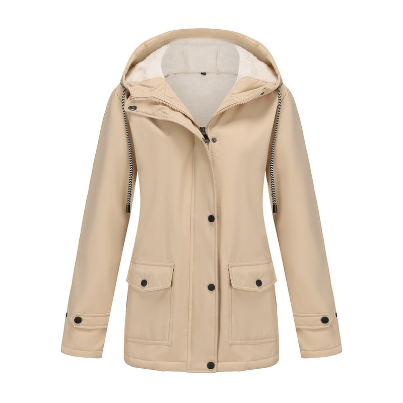 Damen-Anorak, gefüttert mit Fleece, wasserdichte Jacke