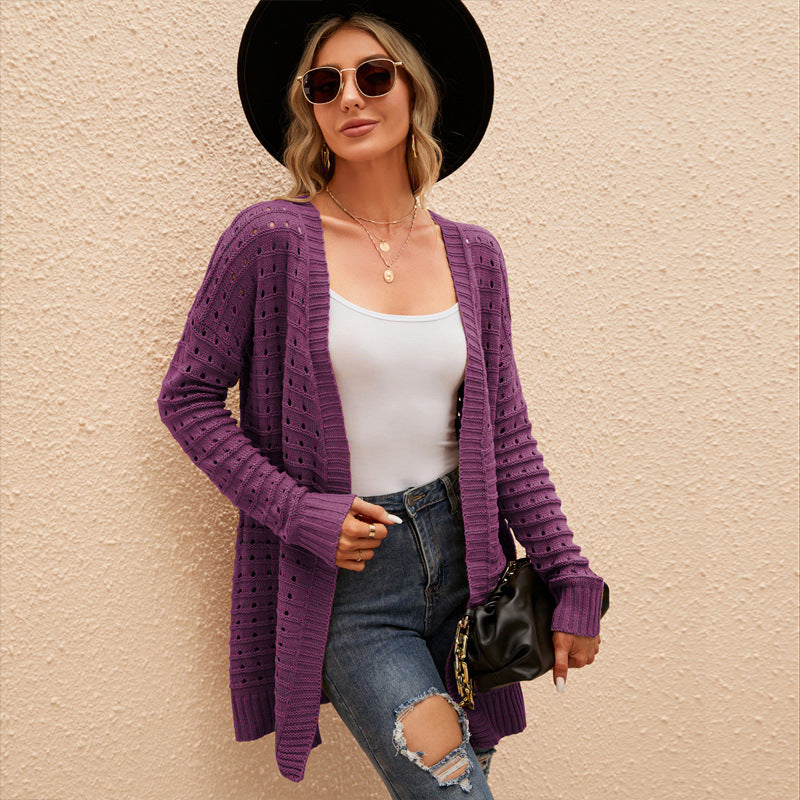 women's hollow-out knitted cardigan - MRSLM