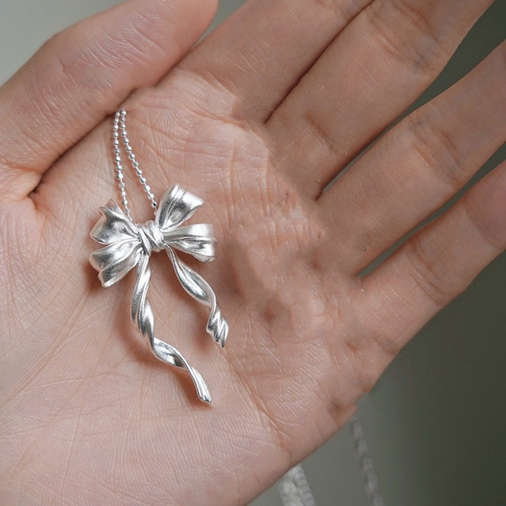 Women's Double-layer Bow Necklace All-match S925 Sterling Silver