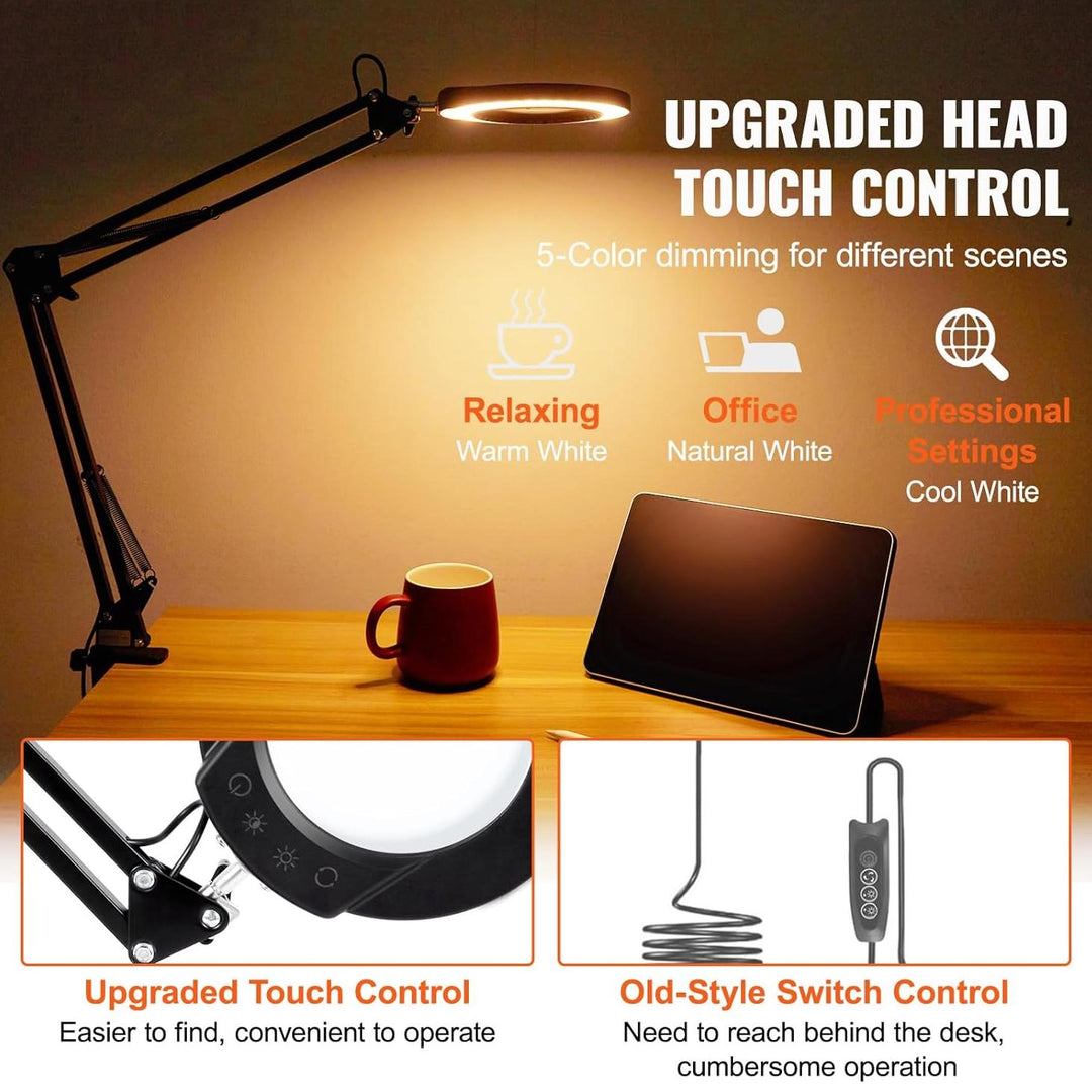 5X LED Magnifying Lamp with Adjustable Light and Clamp