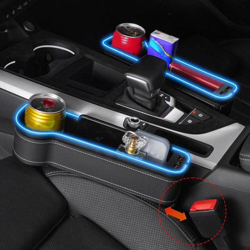 led car seat gap organizer with dual usb, view 12 - MRSLM