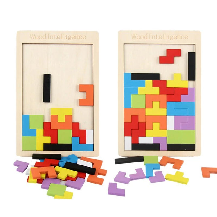 Colorful Wooden Tangram Puzzle: Educational Fun for Restless Children