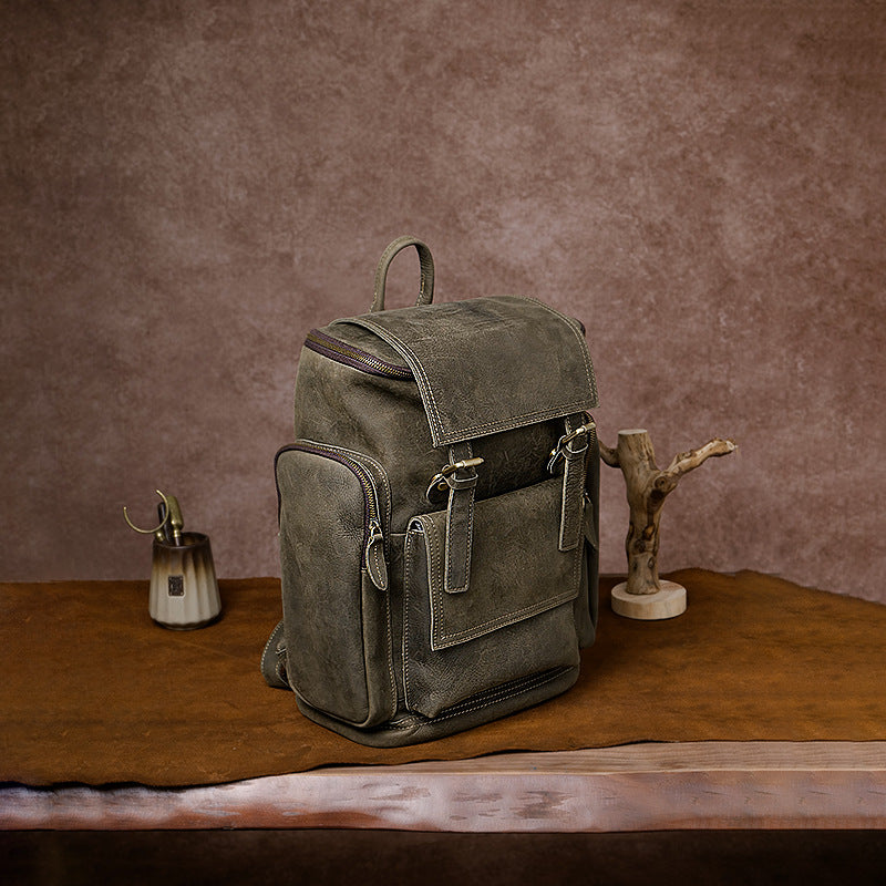 Vintage leather backpack, view 2 - MRSLM