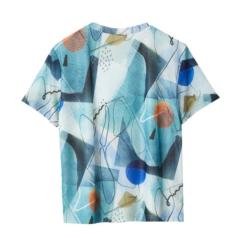 Summer Retro Geometric Mesh T-Shirt