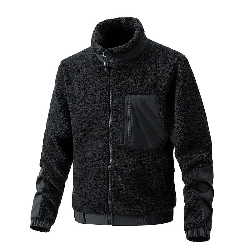 men's standing collar fleece jacket, view 6 - MRSLM