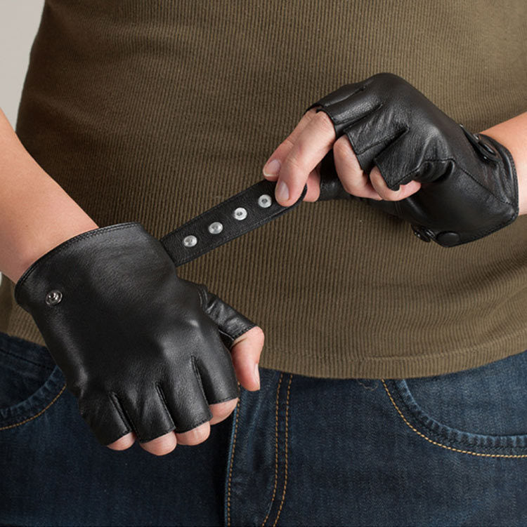 men's and women's half finger leather gloves, view 4 - MRSLM