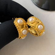 matte circle mother-of-pearl earrings, view 2 - MRSLM