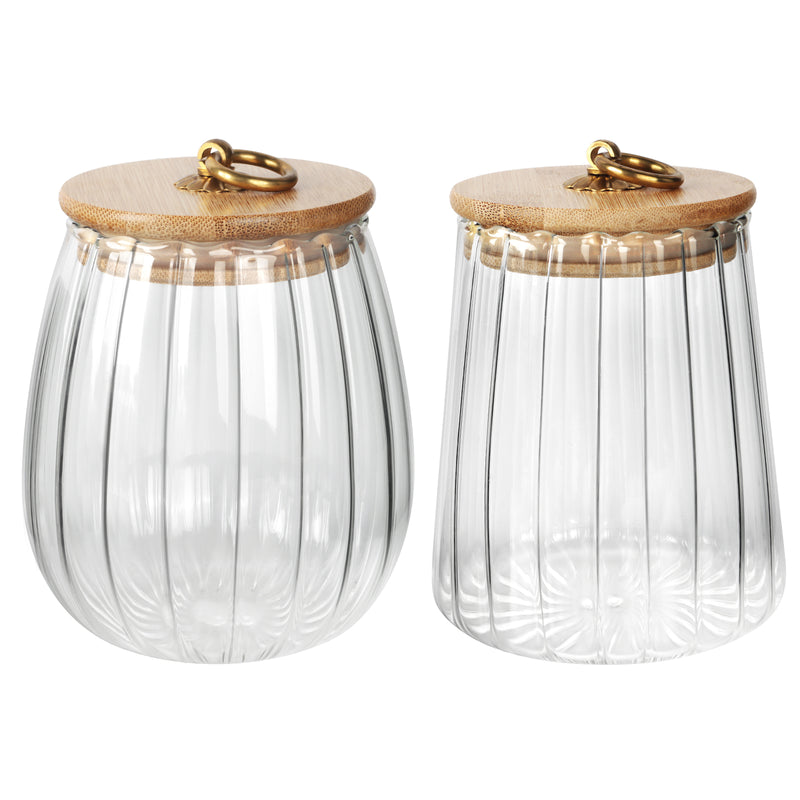 glass storage jars with bamboo lid, view 2 - MRSLM