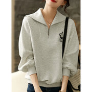 half zip up loose sweatshirt, view 2 - MRSLM