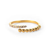 adjustable stainless steel crystal ring, view 2 - MRSLM
