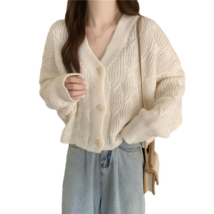 Women's Spring  Loose Small Short Knitted Cardigan Coat Retro Sweater