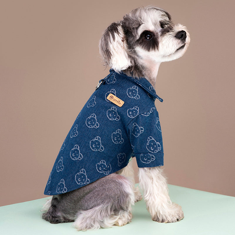 denim dog coat jacket with d-ring, view 6 - MRSLM