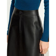 PU leather A-line midi skirt, view 9 - MRSLM