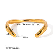 gold stainless steel wavy cuff bracelet, view 2 - MRSLM