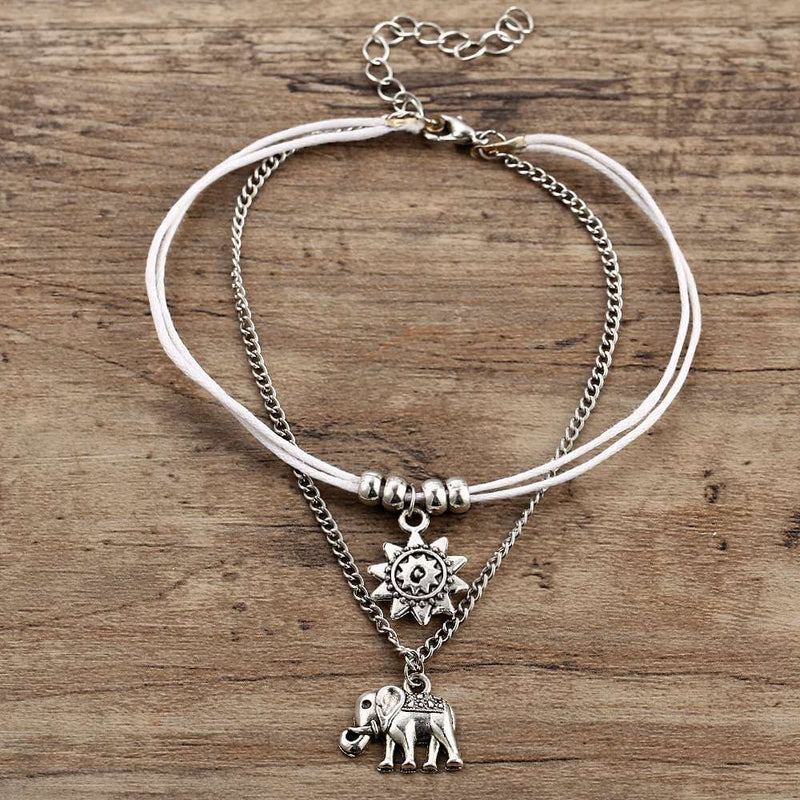 bohemian star elephant double layer anklet, view 7 - MRSLM