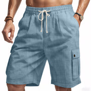men's workwear linen blend beach shorts, view 5 - MRSLM