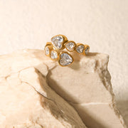 gold heart zirconia interlaced ring, view 4 - MRSLM