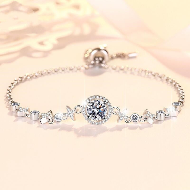 S925 Sterling Silver Mosang Diamond Women's Bracelet