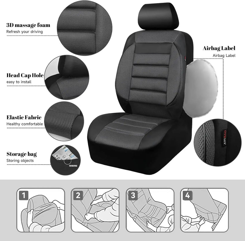leather car seat covers with 3D foam, view 5 - MRSLM
