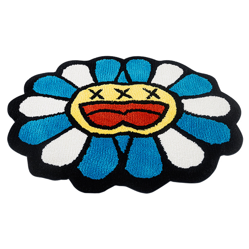 colorful smiling face tufted rug, view 5 - MRSLM