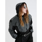 reflective splice hooded jacket, view 2 - MRSLM