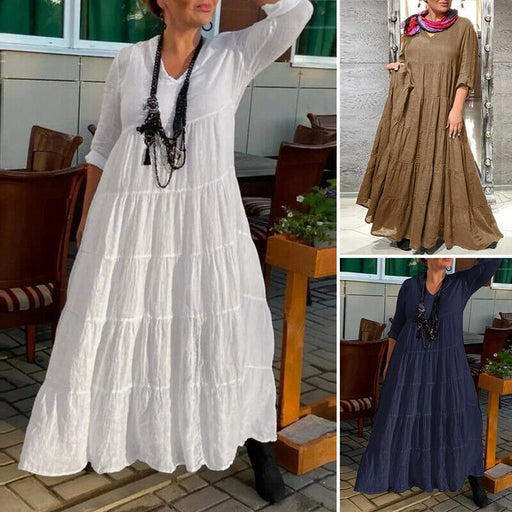 extra long V-neck cotton dress - MRSLM