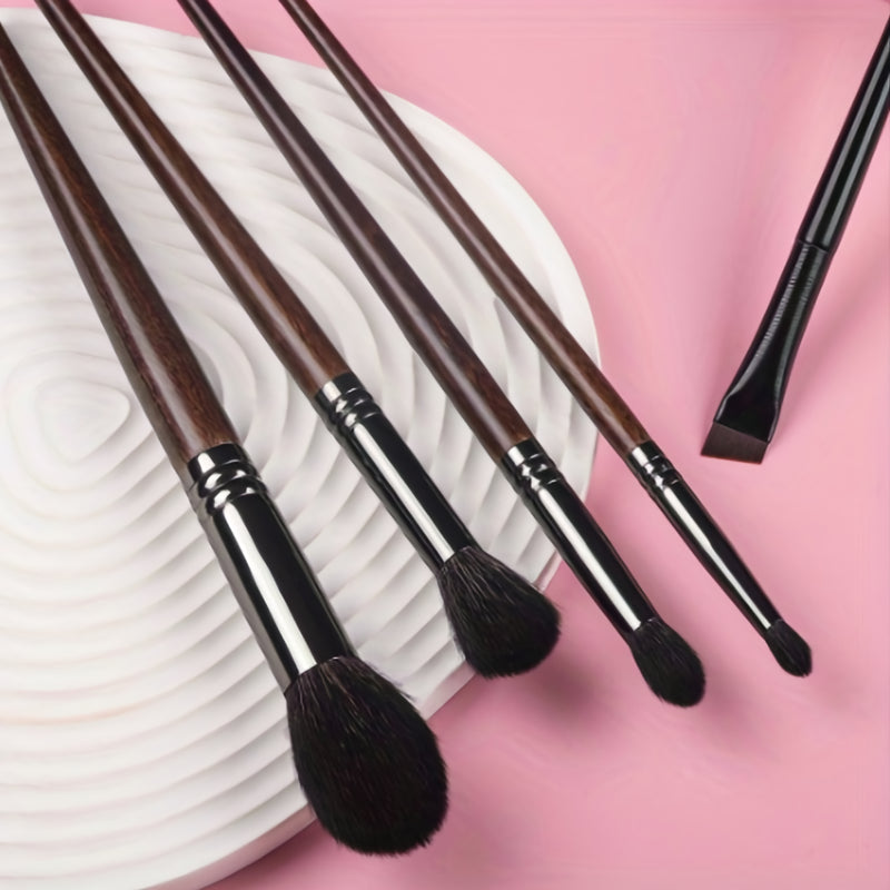 5-piece goat hair makeup brush set, view 7 - MRSLM