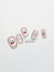 cherry press-on nails, view 2 - MRSLM