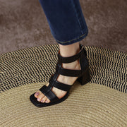 leather gladiator sandals with square heel, view 5 - MRSLM