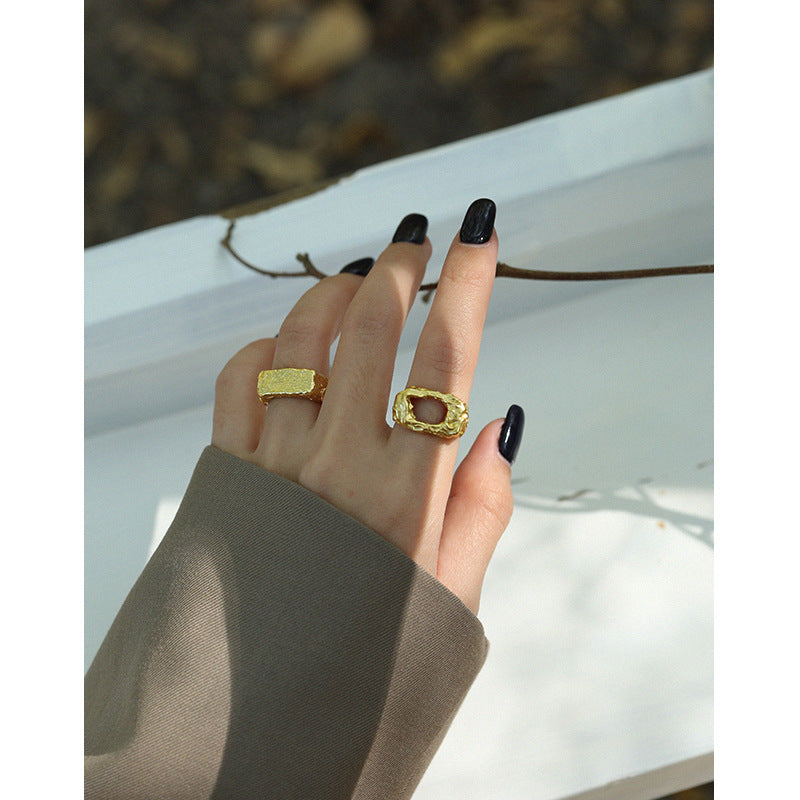 irregular texture s925 silver ring, view 6 - MRSLM