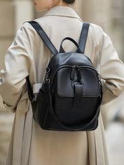 elegant genuine leather women's backpack, view 8 - MRSLM