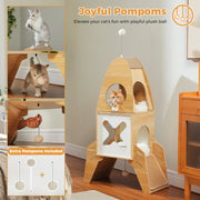 rocket-shaped cat tree with condos, view 3 - MRSLM