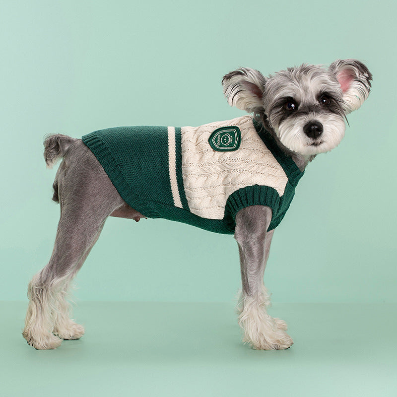Suéter para animais de estimação estilo universitário