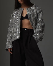 Women's tweed sequined jacket, view 5 - MRSLM