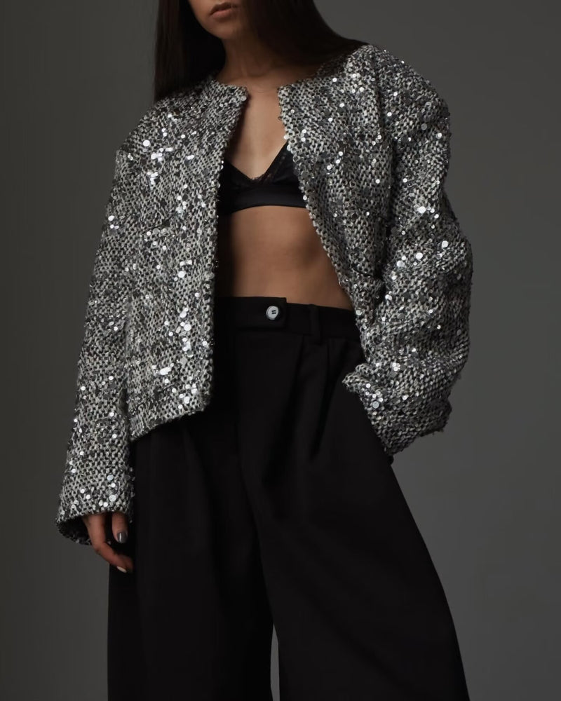 Women's tweed sequined jacket, view 5 - MRSLM