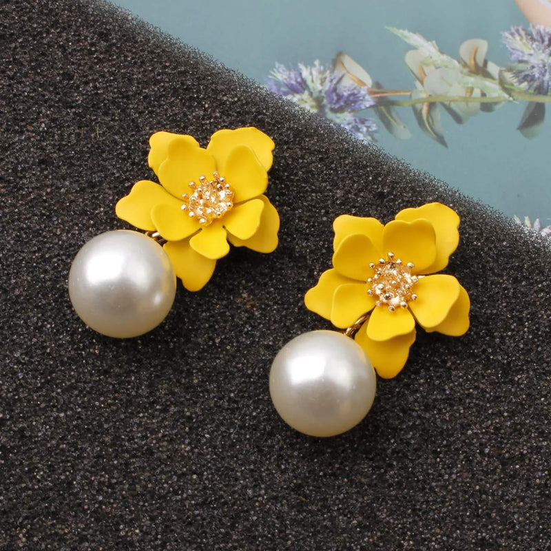 flower drop earrings, view 2 - MRSLM