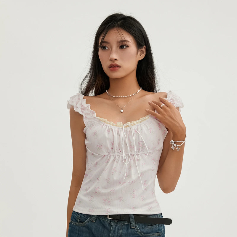 lace patchwork crop top - MRSLM